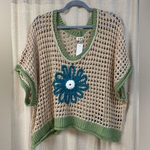 POL Women's Crochet Round Neck Sleeveless Top - NWT